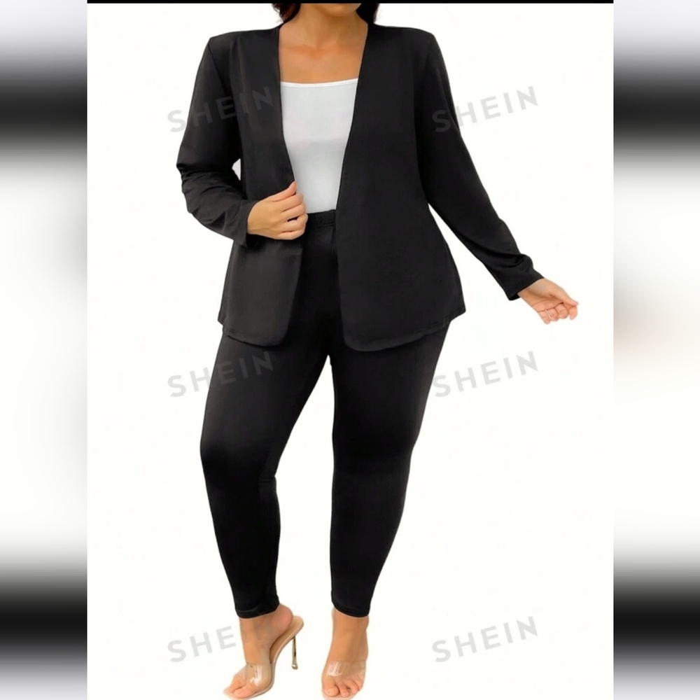 Shein Lune Plus Open Front Jacket With Stretch Pa… - image 3